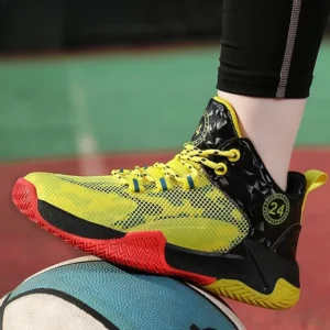 Yellow Kids Basketball Shoes for Boys Outdoor Sport Running Breathable Non-slip Children Sneakers Casual Shoes Tennis Sizes31-39