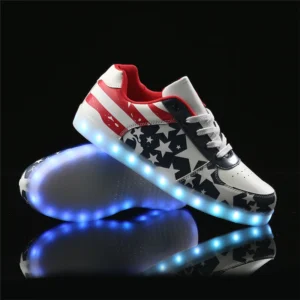 Men LED Light Up Shoes Light For Men USA Star LED Sneakers USB Recharging Shoes Women Glowing Luminous Flashing Shoes