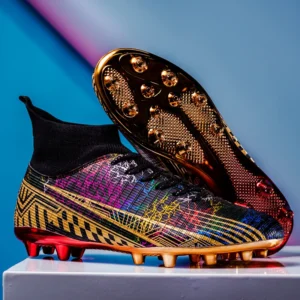 Men's Soccer Shoes High-Top Football Cleats, Outdoor Breathable Athletic Professional Spikes Youth Boys Football Shoes Unisex