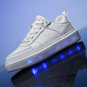 Men Led Shoes Light Up Sneakers Usb Recharging Fiber Optic Cloth Elastic Sole Glowing Light Casual Air Board Shoes
